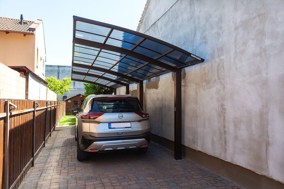 Ximax kocsibeálló ötletek, előregyártott kocsibeálló, dupla kocsibeálló, alumínium vázzal és polikarbonát tetővel