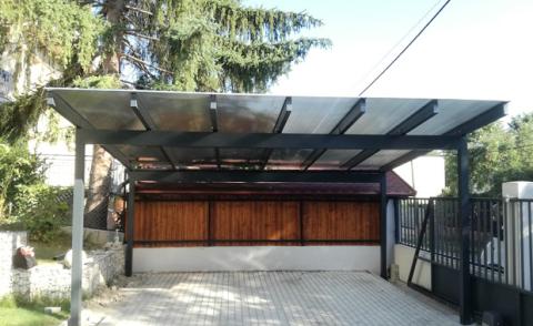 Dupla kocsibeálló alumínium szerkezettel, polikarbonát fedéssel 1