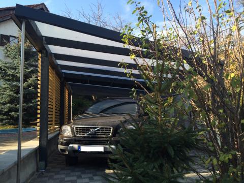 Autóbeálló ragasztott fábol polikarbonát fedéssel 5