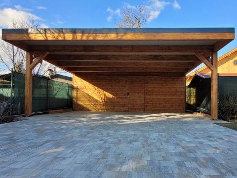 Ragasztott fa kocsibeallo szendvicspanel fedes taroloval Deluxe Building3