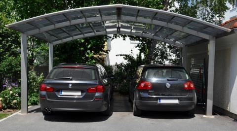 XIMAX Portoforte íves, dupla kocsibeálló alumínium szerkezettel és polikarbonát fedéssel 1